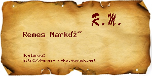 Remes Markó névjegykártya